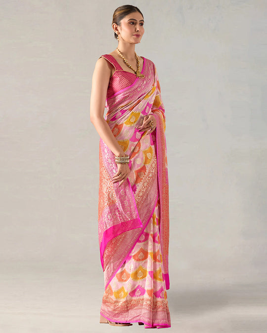 Rosette Rangkat Pure Khaddi Georgette with Heritage Jaal Weaving