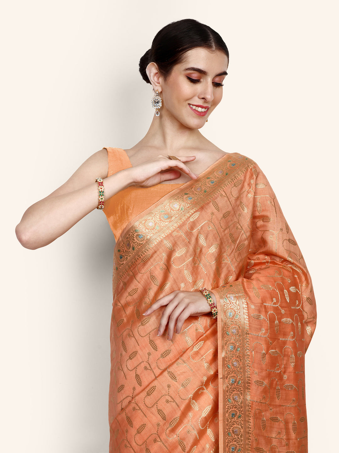 Orange Kadwa Handwoven Banarasi Saree