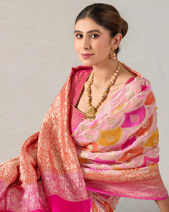 Rosette Rangkat Pure Khaddi Georgette with Heritage Jaal Weaving