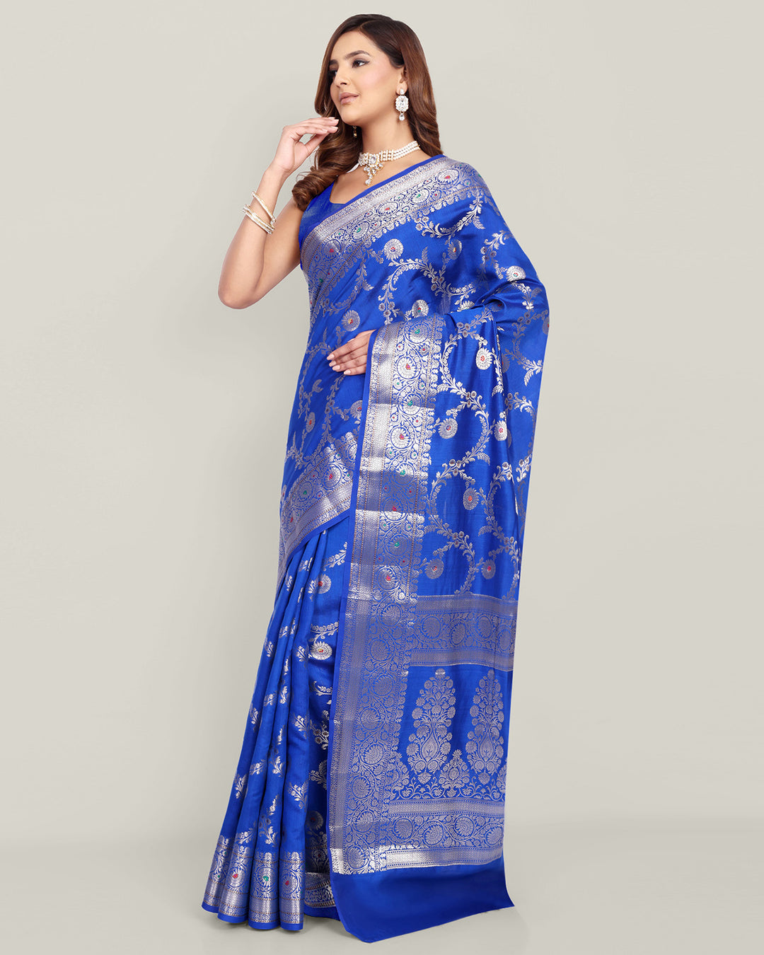 Navy Blue Meenakari Banarasi Silk Saree