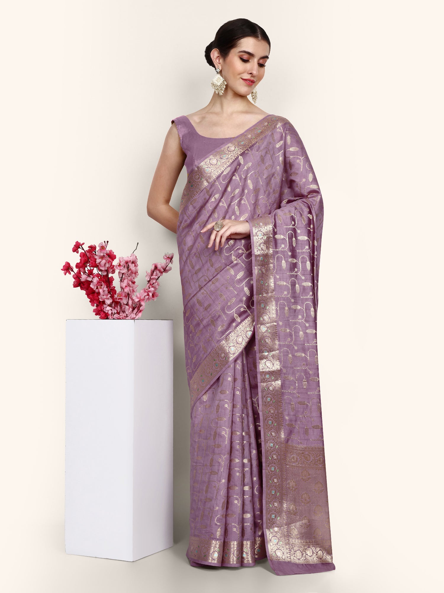 Mauve Satin Silk Banarasi Saree – JARIERA