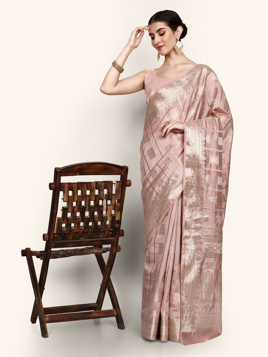 Mauve Pink Kadwa Handwoven Banarasi Saree