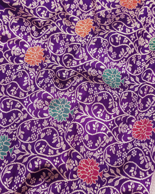 Kadwa Pure Handwoven Katan Banarasi Silk Saree - Purple