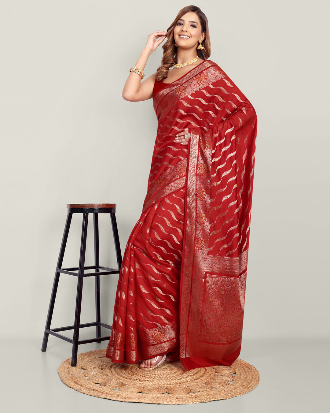 Red Handwoven Zari Banarasi Silk Saree