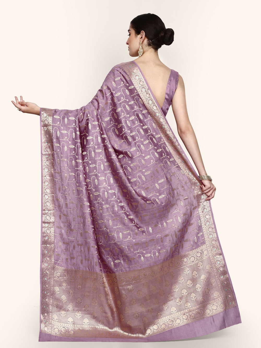 Light Purple Kadwa Handwoven Banarasi Saree