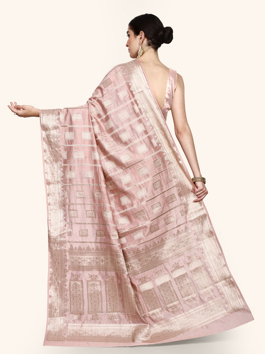 Mauve Pink Kadwa Handwoven Banarasi Saree