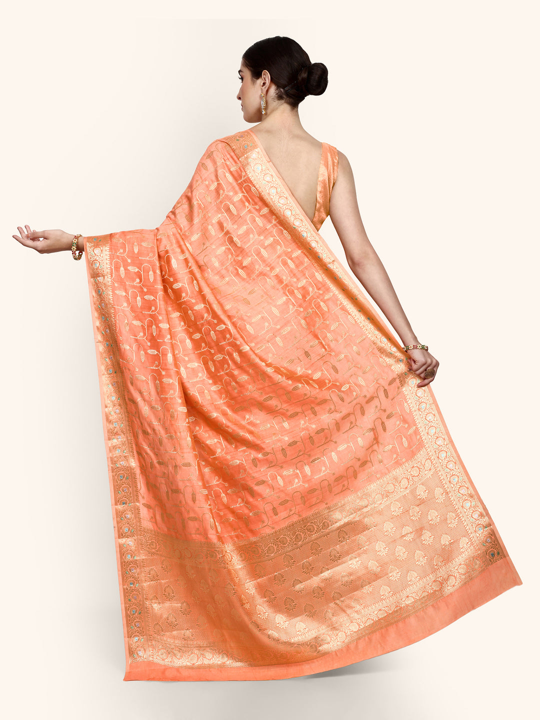 Orange Kadwa Handwoven Banarasi Saree