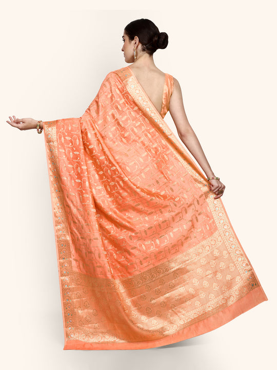 Orange Kadwa Handwoven Banarasi Saree