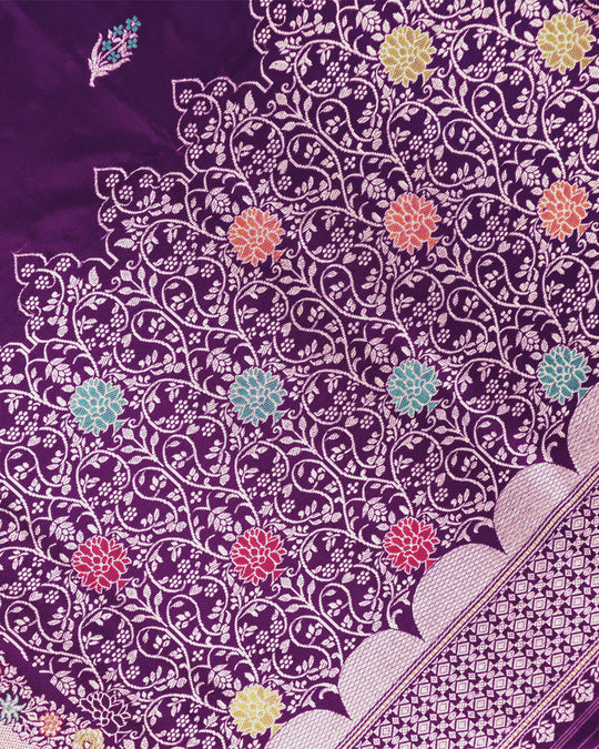 Kadwa Pure Handwoven Katan Banarasi Silk Saree - Purple