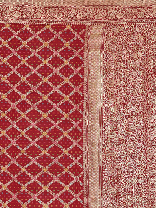 Wine Red Kadwa Handwoven Banarasi Saree