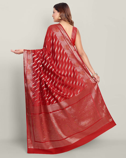 Red Handwoven Zari Banarasi Silk Saree