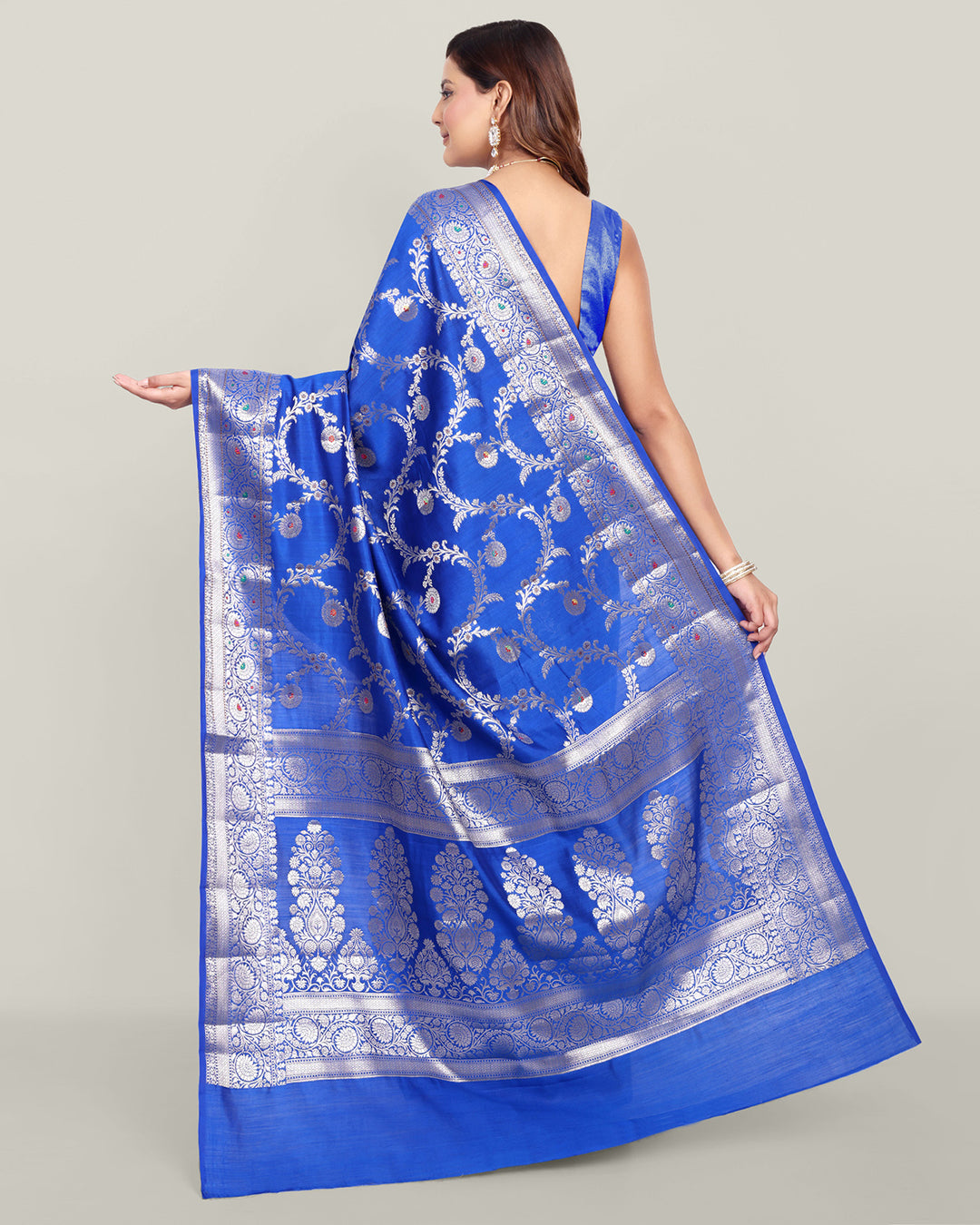 Navy Blue Meenakari Banarasi Silk Saree