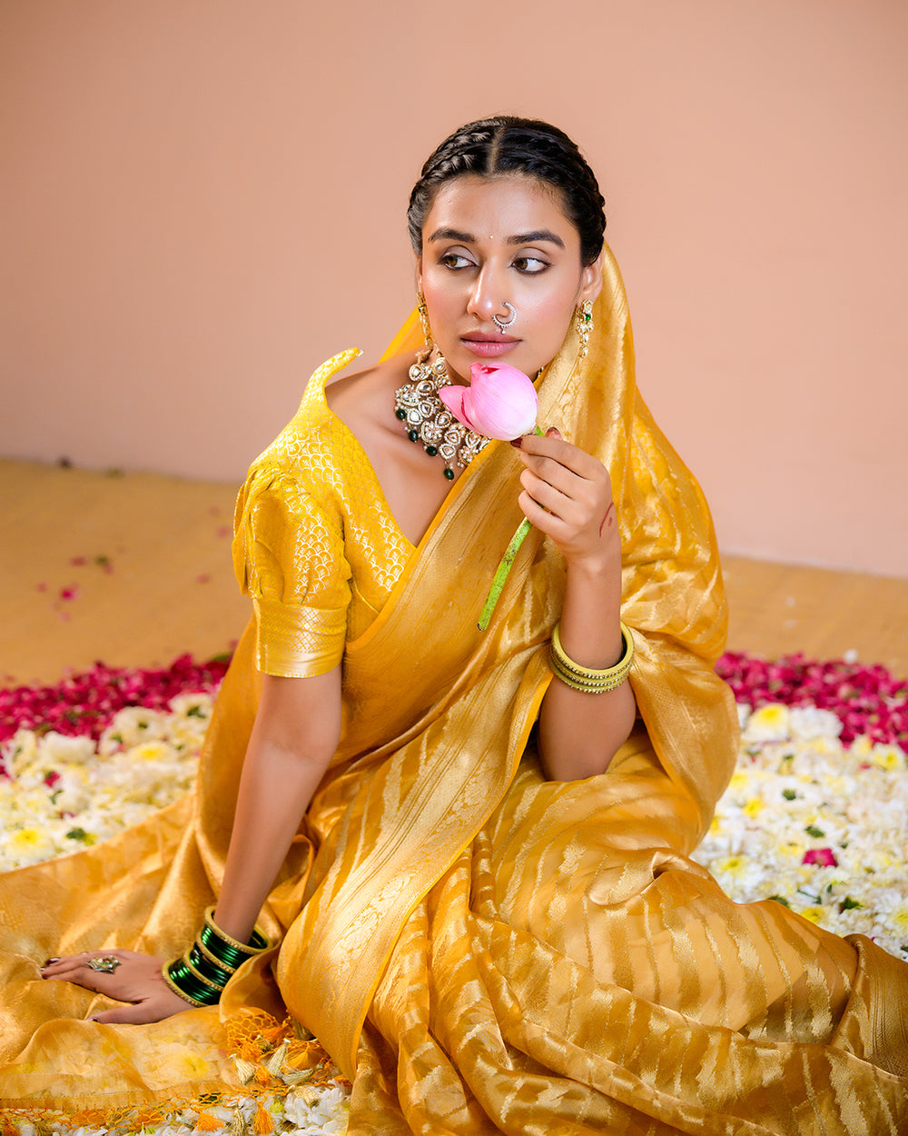 Yellow Pure Tissue Saree with Shimmering Classic Weaving