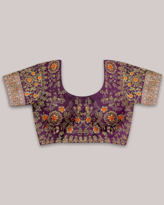 Zardozi Hand - Embroidered Pure Katan Saree - katansi