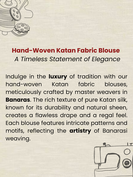 Customisable Red Pure Katan Silk Blouse with Mughal Jaal Weave