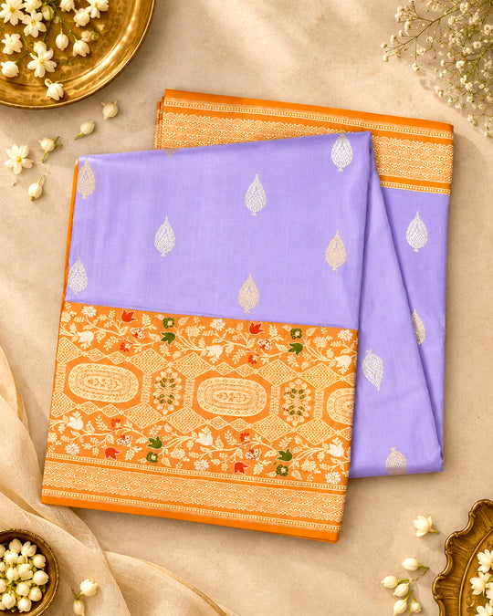 Kadwa Pure Handwoven Katan Banarasi Silk Saree - Lilac Lavender