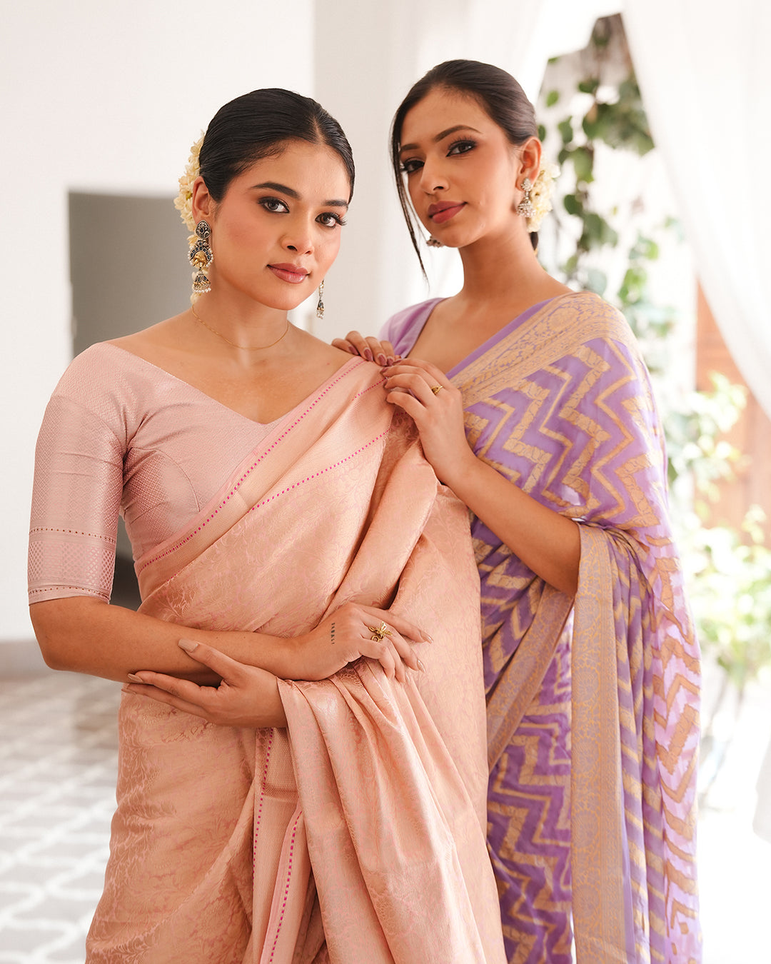 Pink Pure Banarasi Saree with Subtle Zari and Jaal Work