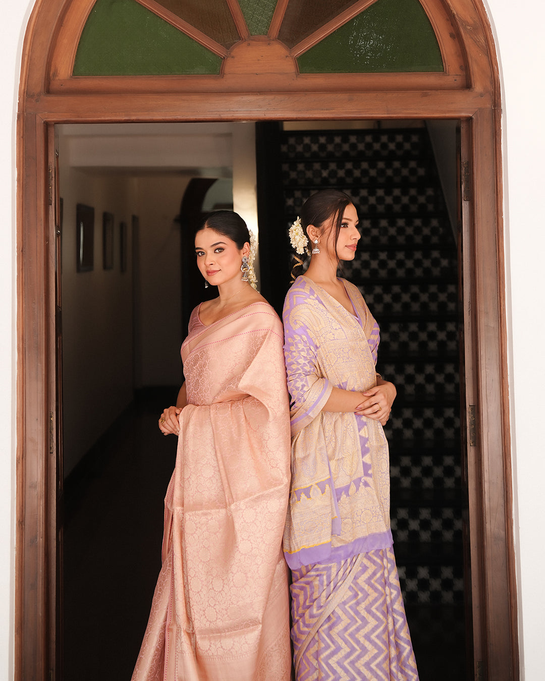 Pink Pure Banarasi Saree with Subtle Zari and Jaal Work
