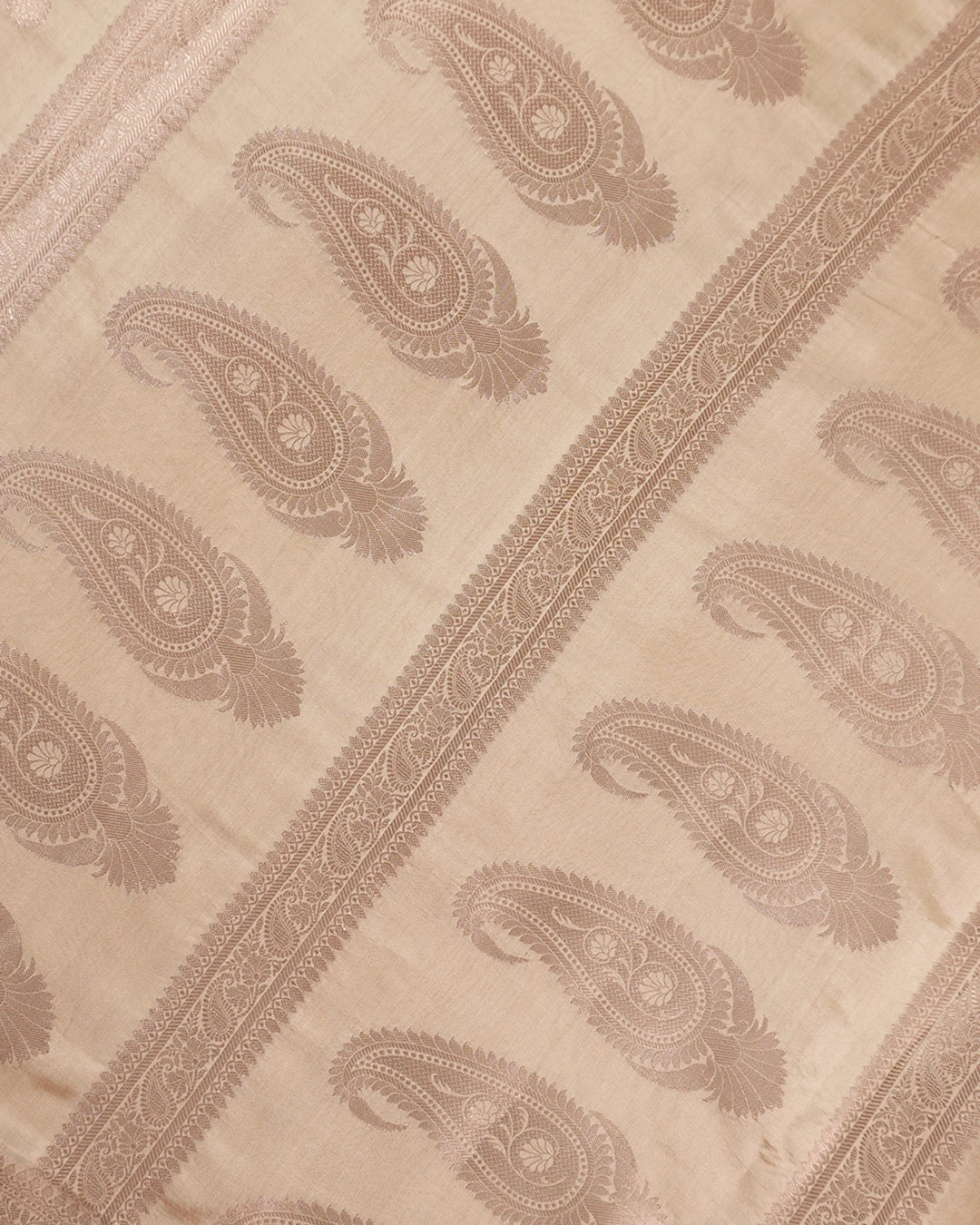 Cream Pure Banarasi Saree with Minimal Butidar Zari Weaving