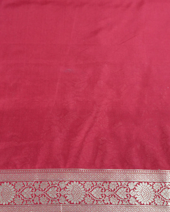 Red Pure Katan Saree with Heritage Gold Floral Motif Weaving