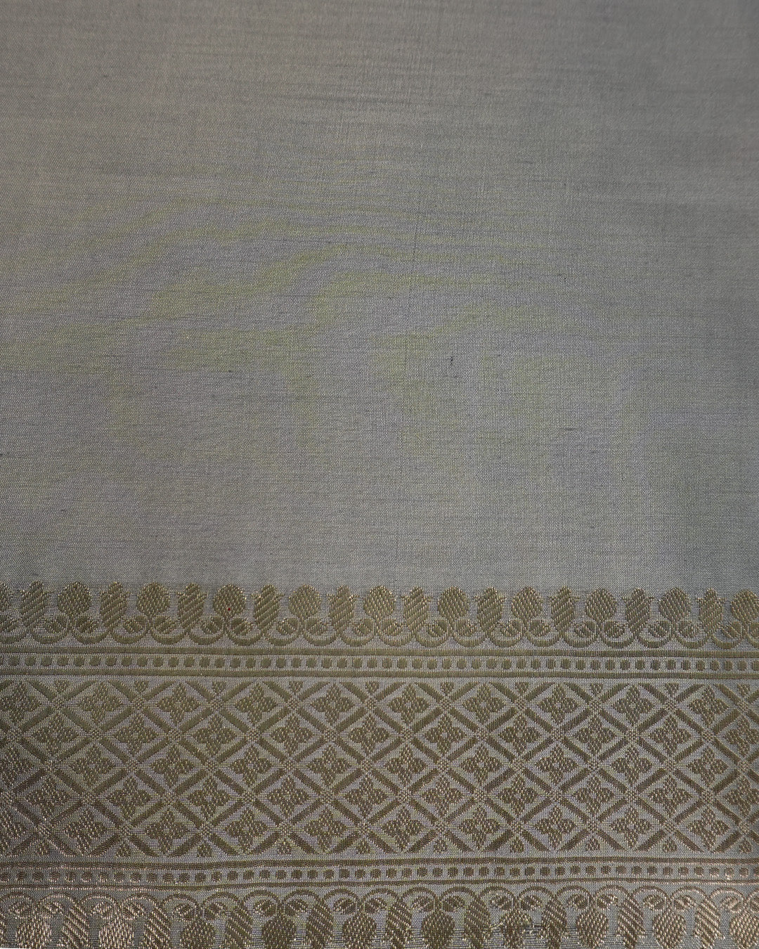 Grey Pure Banarasi Saree with Gold Butis