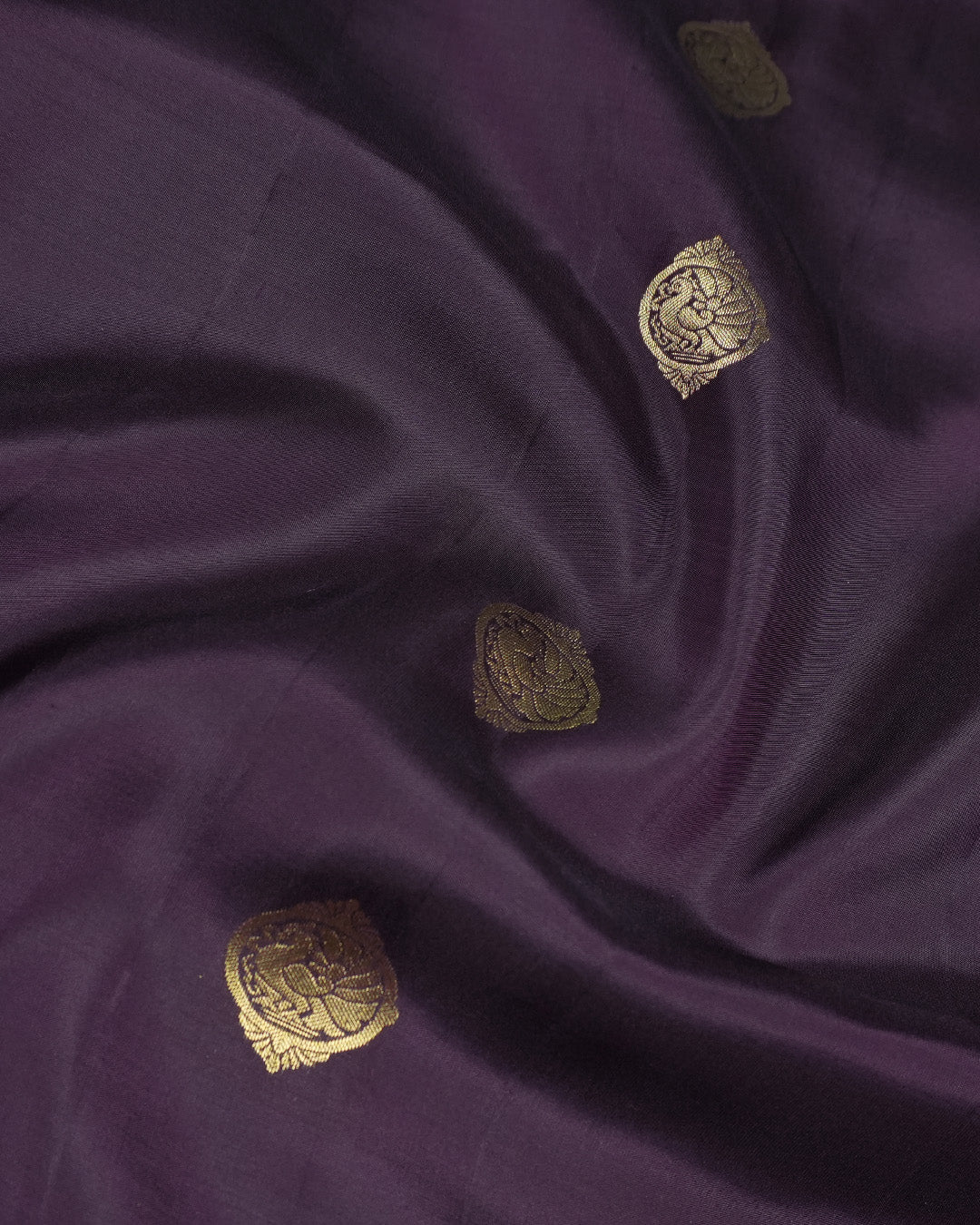 Deep Plum Pure Kanjivaram Saree with Vintage Zari and Boota Weave