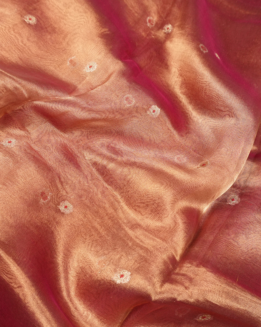 Rose Peach Pure Tissue Saree with Minimal Buti Weaves