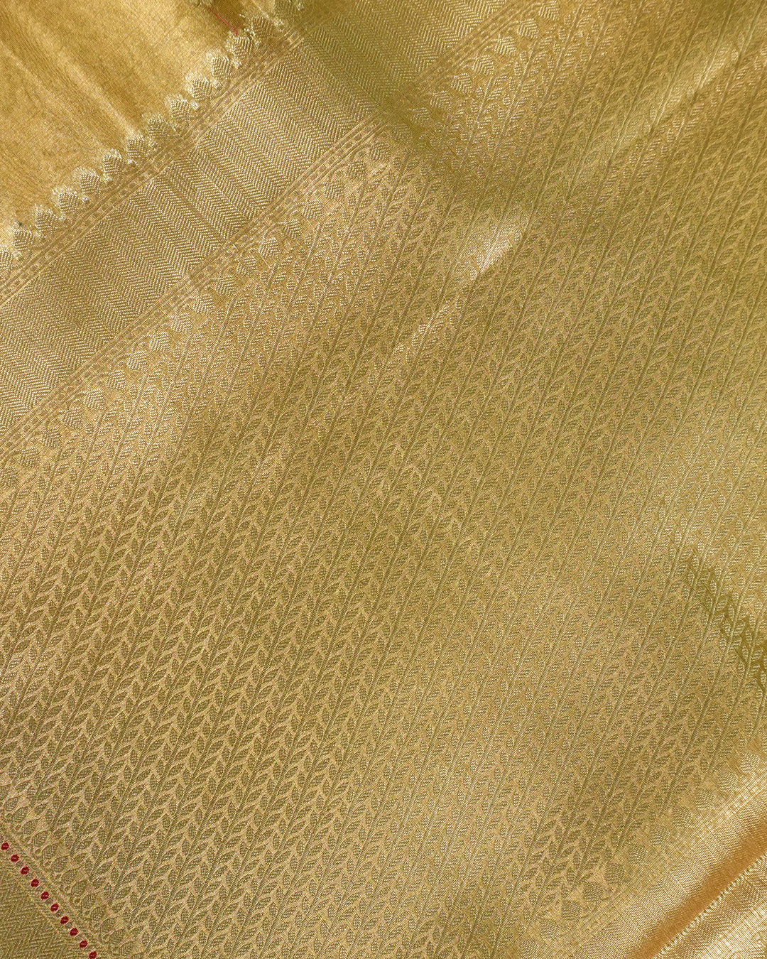 Antique Gold Pure Tissue Saree with Delicate Buti Weaves
