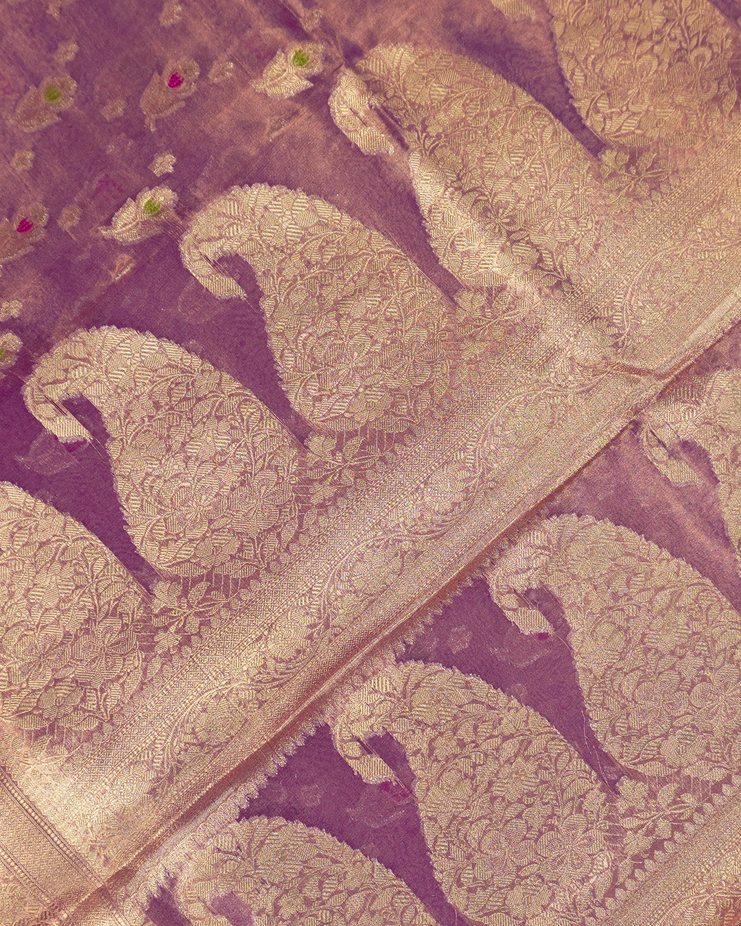 Purple Pure Tissue Saree with Exquisite Zari Weave And Floral Craftsmanship