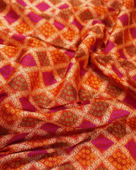 Multihued Pure Chiffon Saree with Meena Weaves and Floral Border