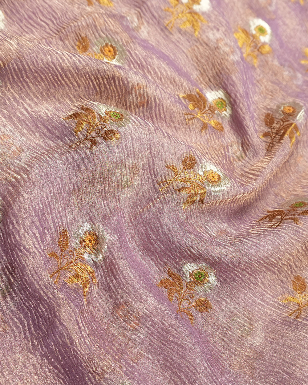 Soft Lilac Pure Tissue Saree with Antique Zari Weaves