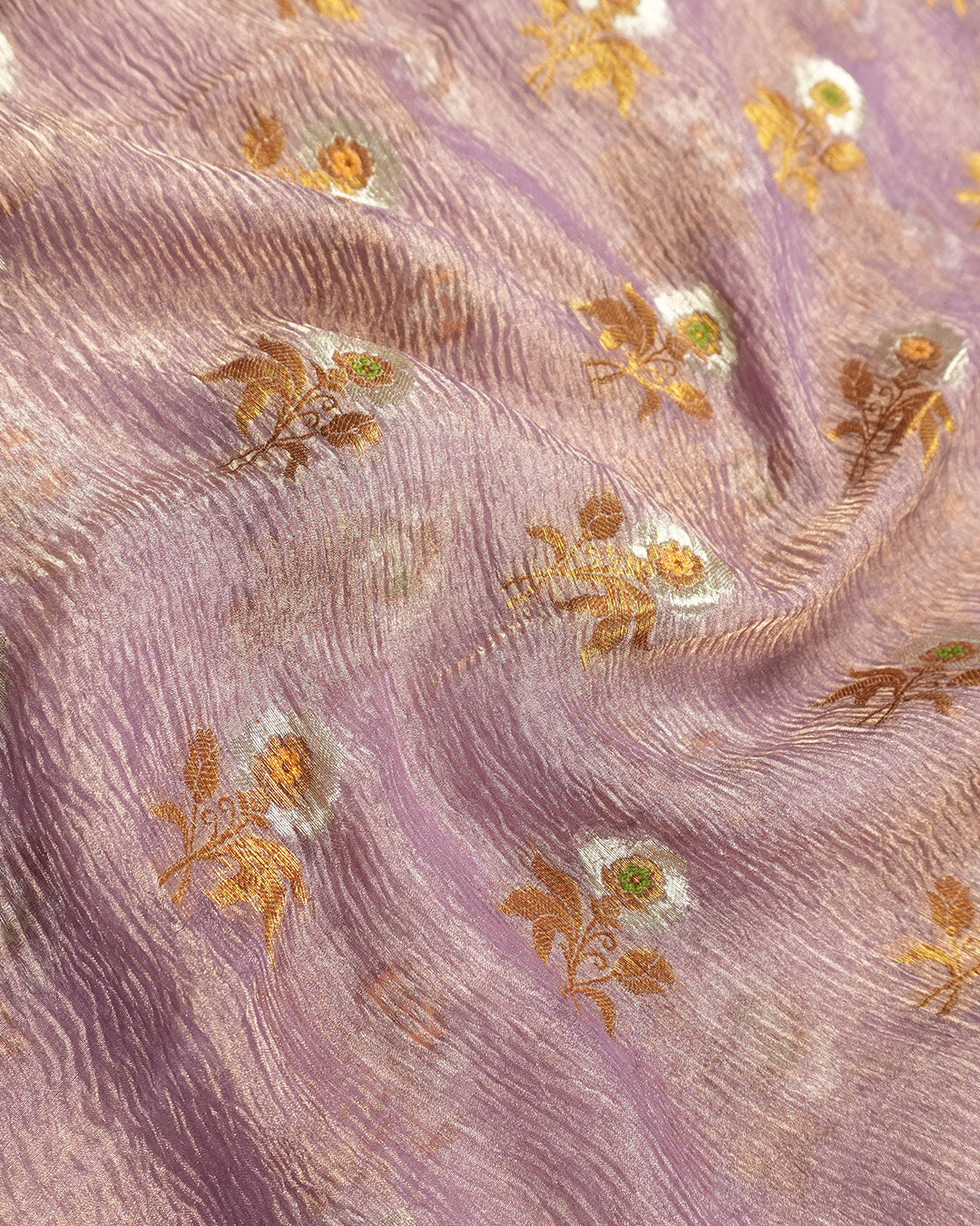 Soft Lilac Pure Tissue Saree with Antique Zari Weaves