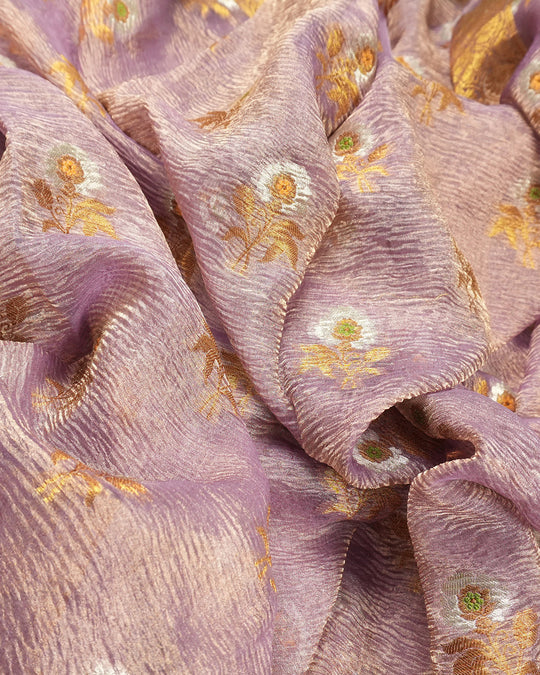 Soft Lilac Pure Tissue Saree with Antique Zari Weaves
