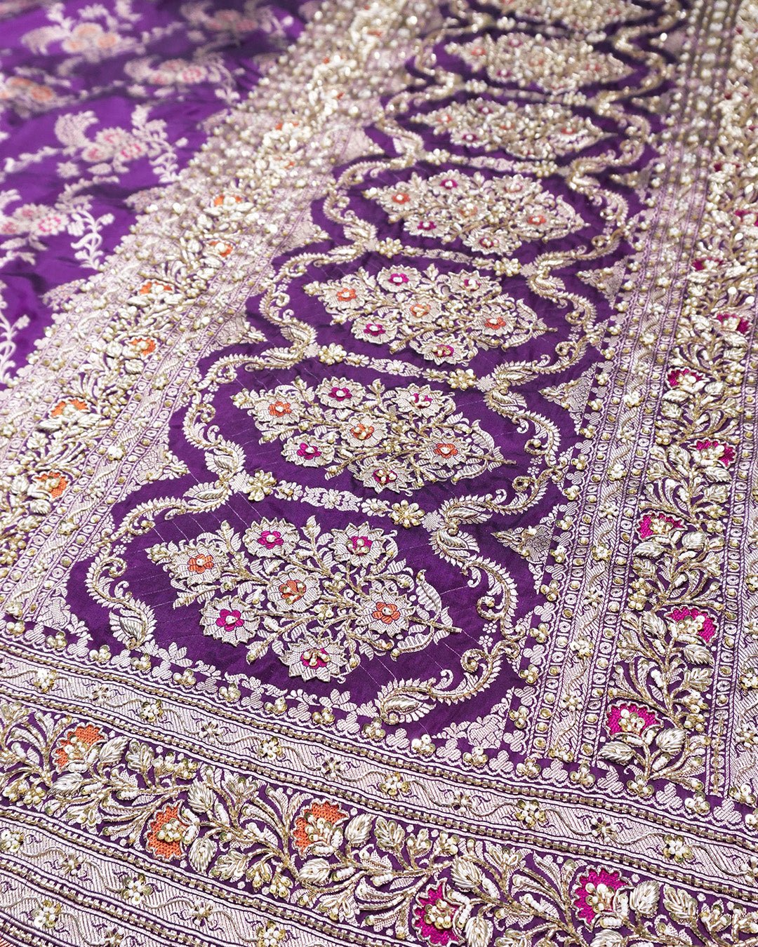 Zardozi Hand - Embroidered Pure Katan Saree - katansi