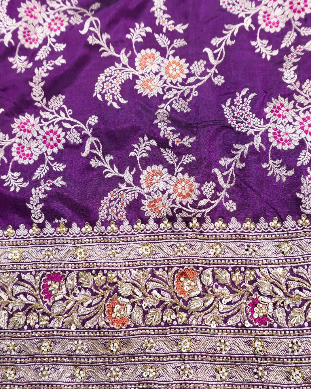 Zardozi Hand - Embroidered Pure Katan Saree - katansi
