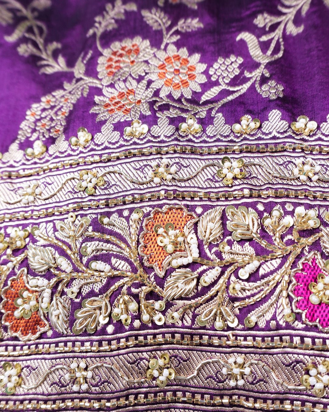 Zardozi Hand - Embroidered Pure Katan Saree - katansi