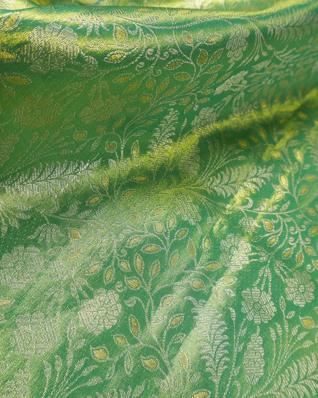Mint Green Pure Kanjivaram Saree with Floral Jaal Weaves