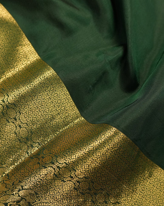 Aqua Green Pure Kanjivaram Saree with with Heritage Weaves