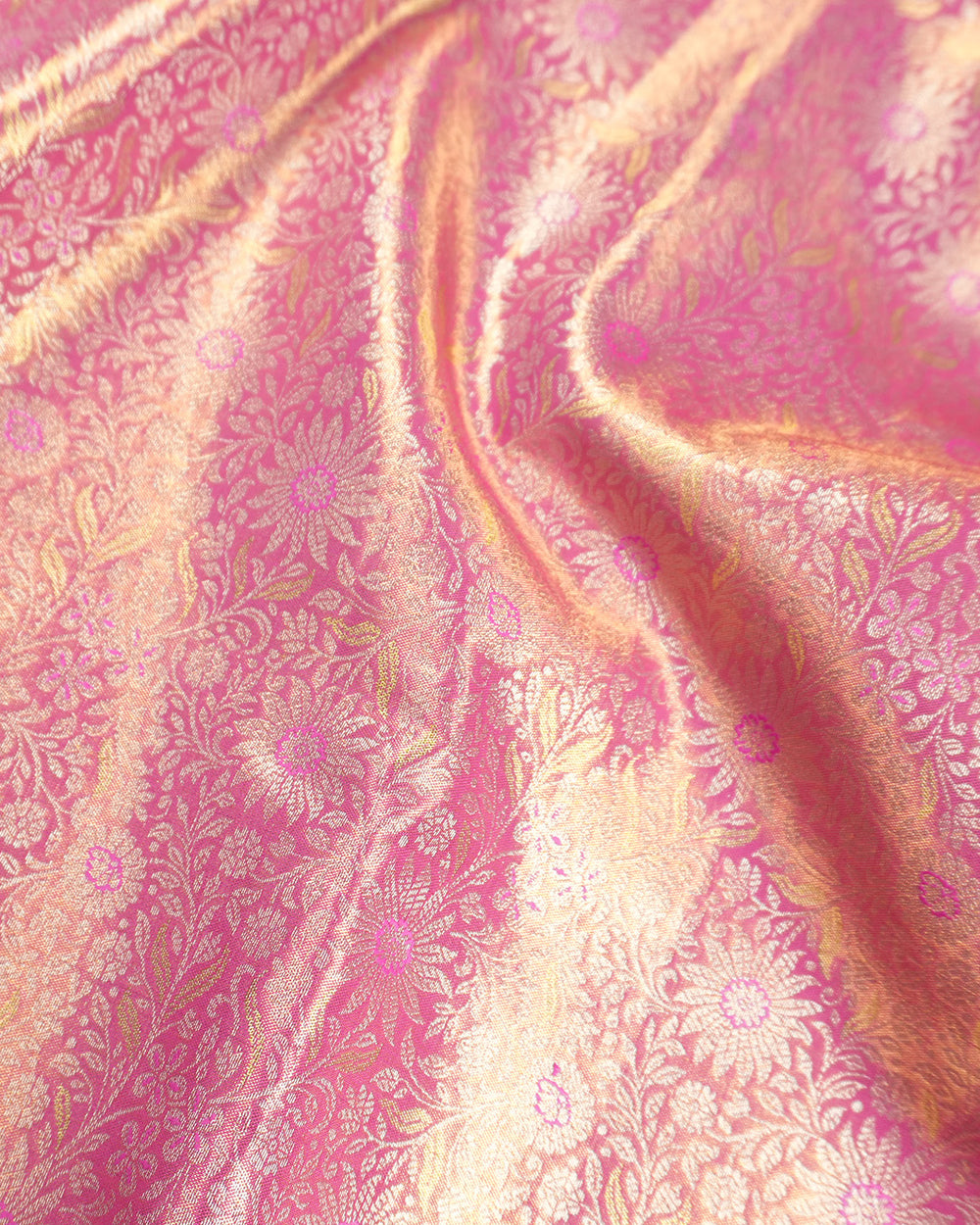 Pink Pure Kanjivaram Saree with Traditional Jaal Weaving