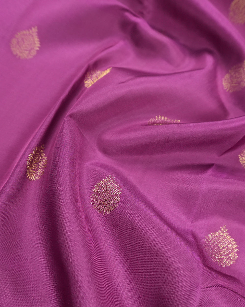 Violet Pure Kanjivaram Saree with Soft Gold Butta Weaves