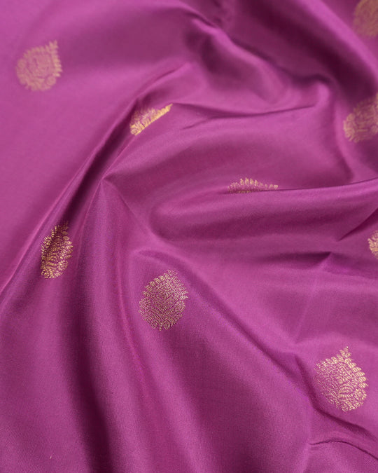 Violet Pure Kanjivaram Saree with Soft Gold Butta Weaves