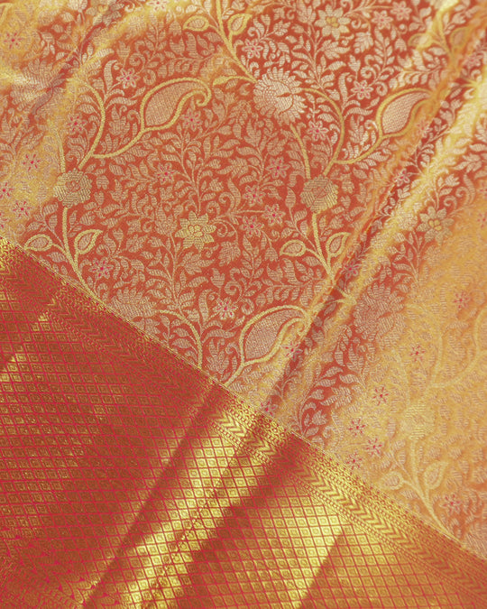 Pink Pure Kanjivaram Saree with Zari Weaves and Paisley Border