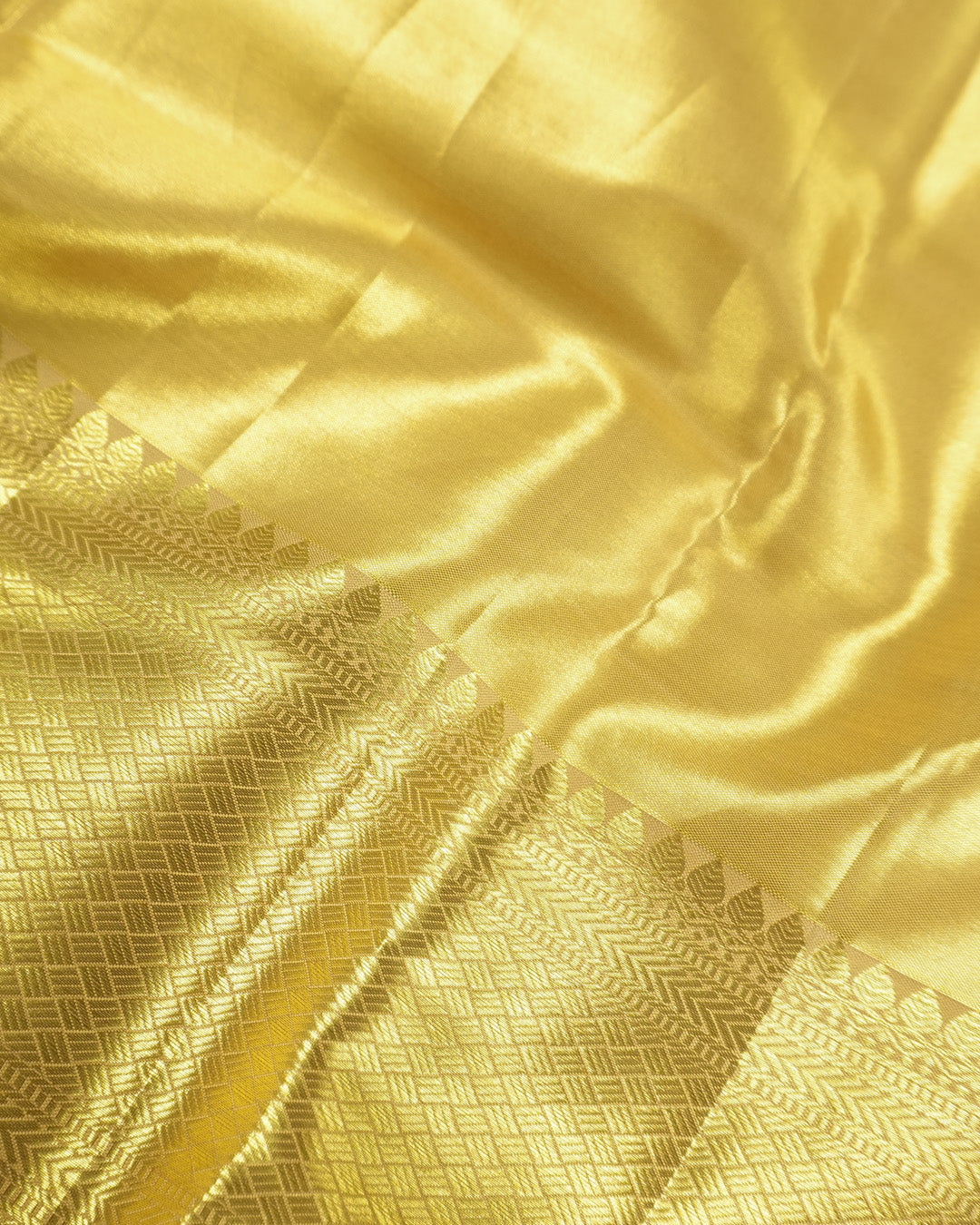 Gold Pure Kanjivaram Saree with Brocade Weaves and Timeless Floral Border