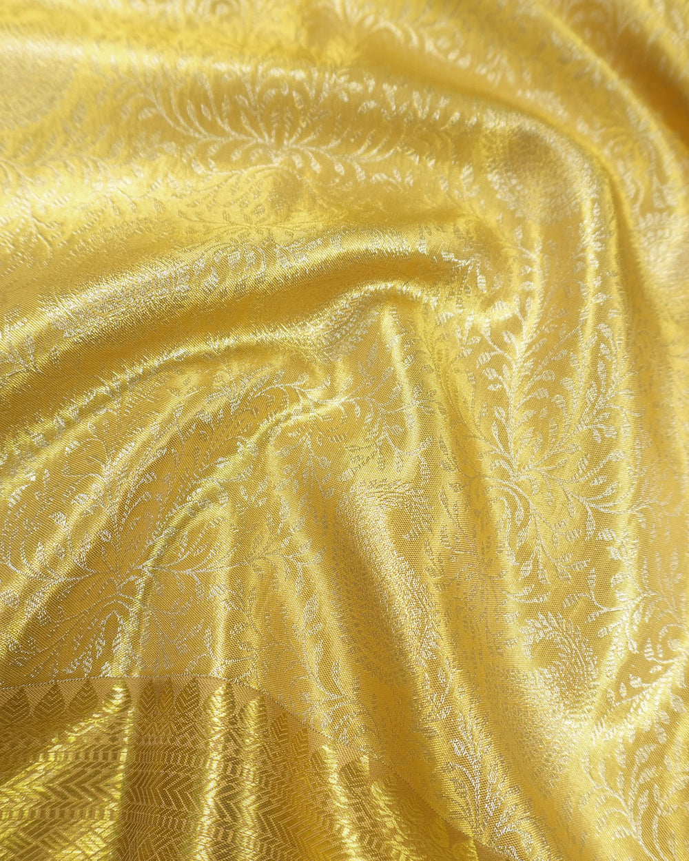 Gold Pure Kanjivaram Saree with Brocade Weaves and Timeless Floral Border