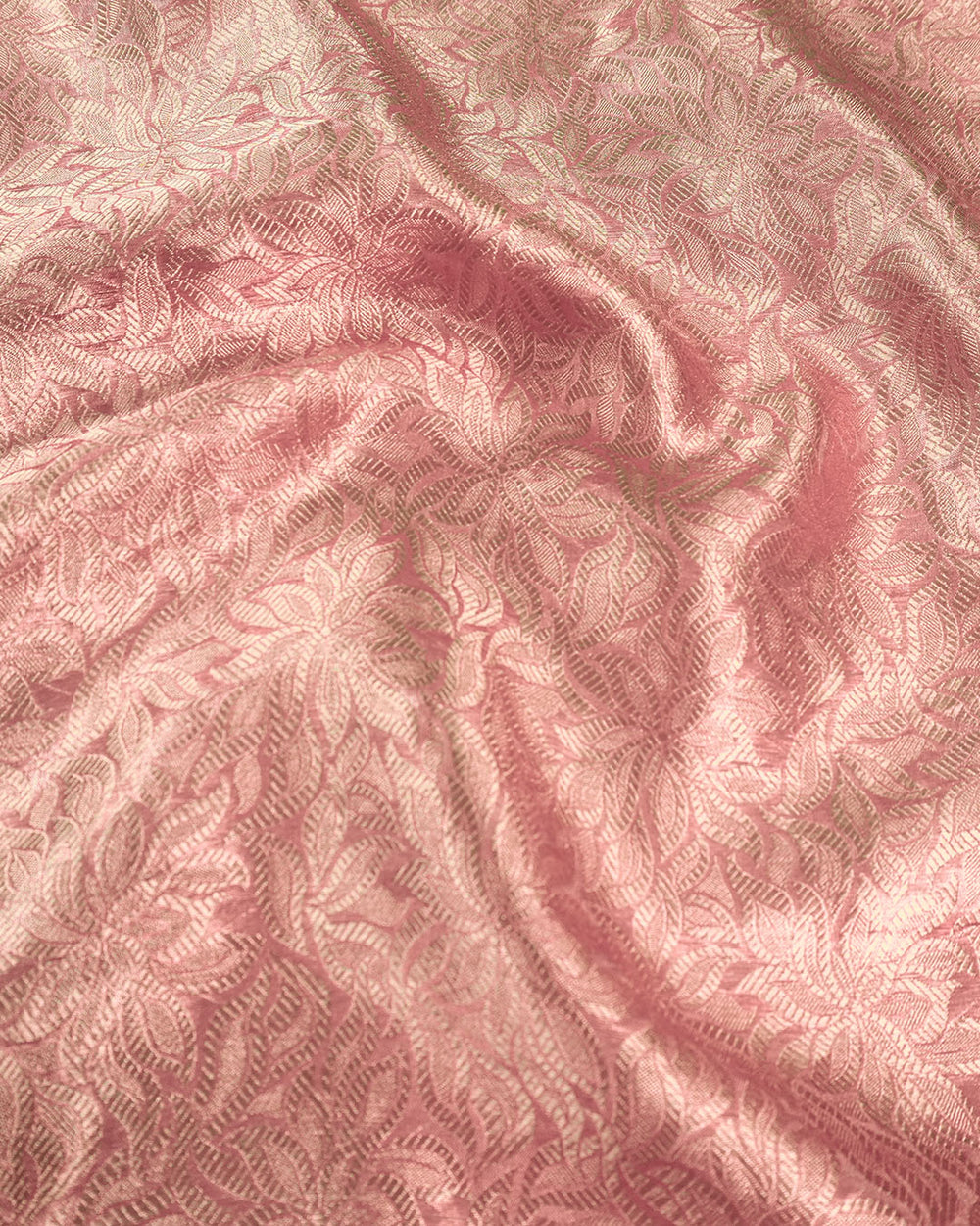 Blush Rose Pure Tissue Saree with Heritage Floral Jaal and Border