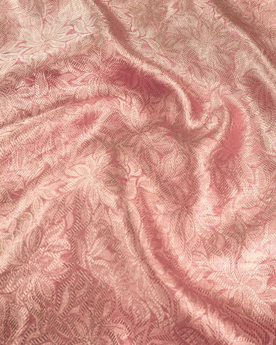 Blush Rose Pure Tissue Saree with Heritage Floral Jaal and Border