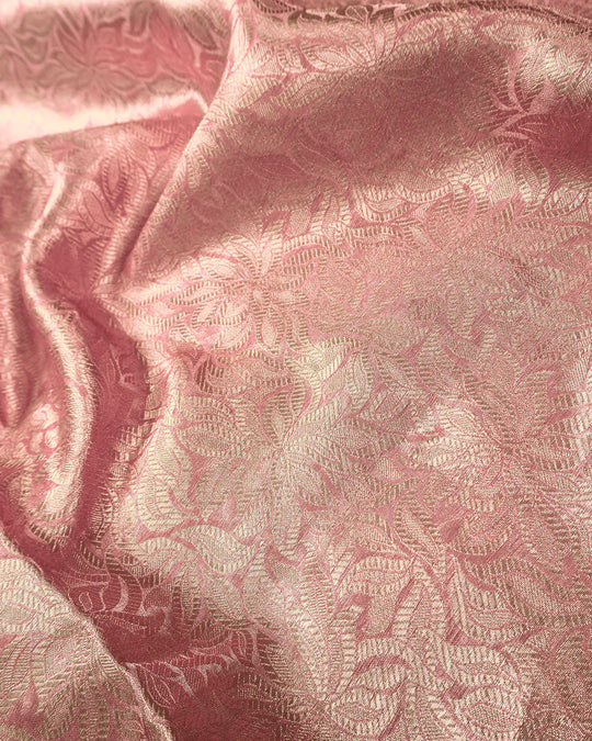Blush Rose Pure Tissue Saree with Heritage Floral Jaal and Border