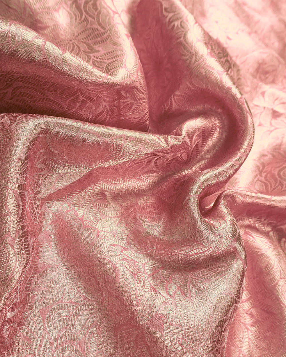 Blush Rose Pure Tissue Saree with Heritage Floral Jaal and Border