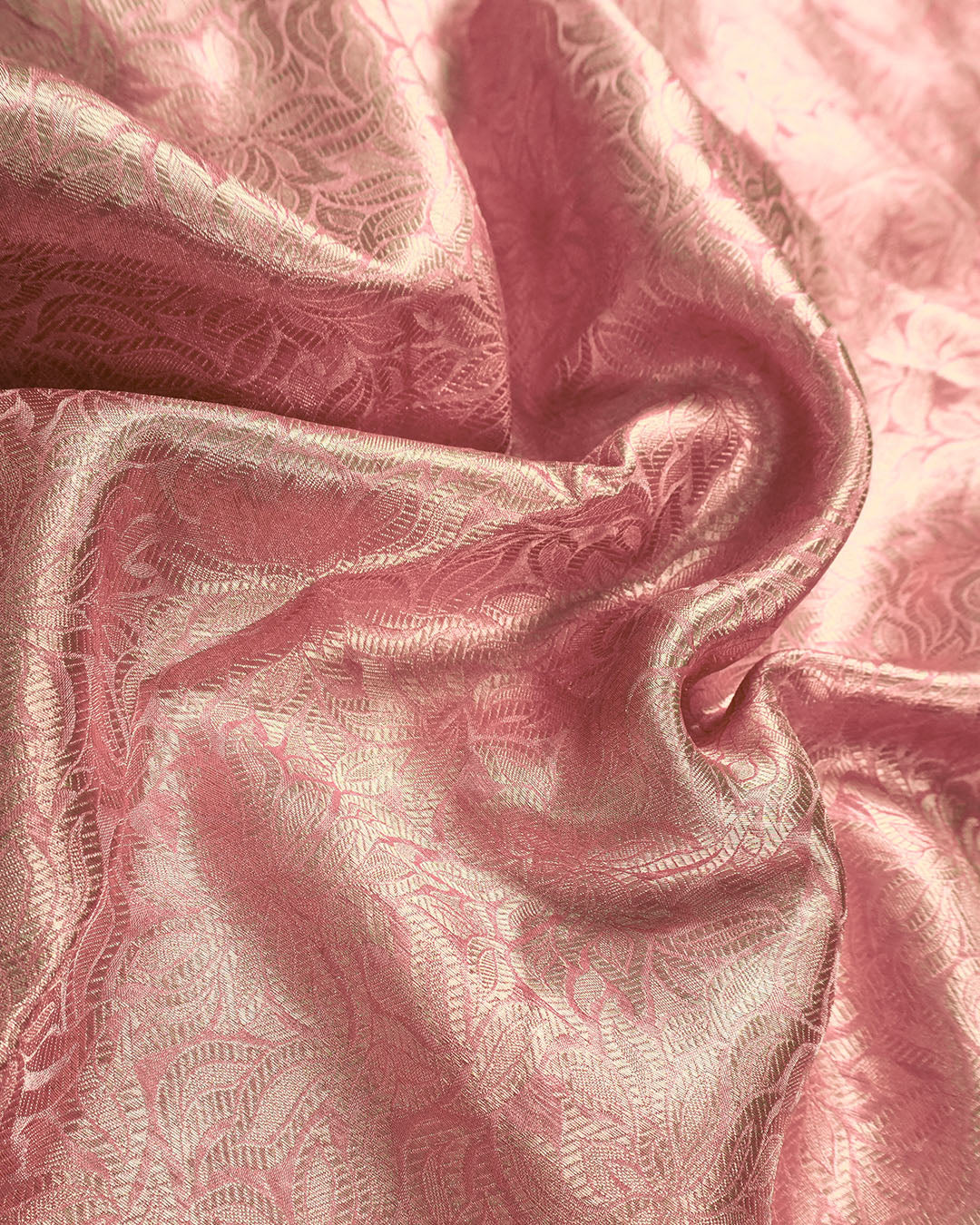 Blush Rose Pure Tissue Saree with Heritage Floral Jaal and Border