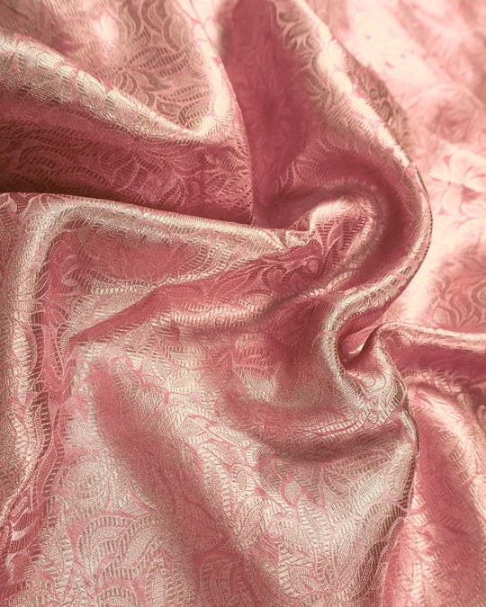 Blush Rose Pure Tissue Saree with Heritage Floral Jaal and Border
